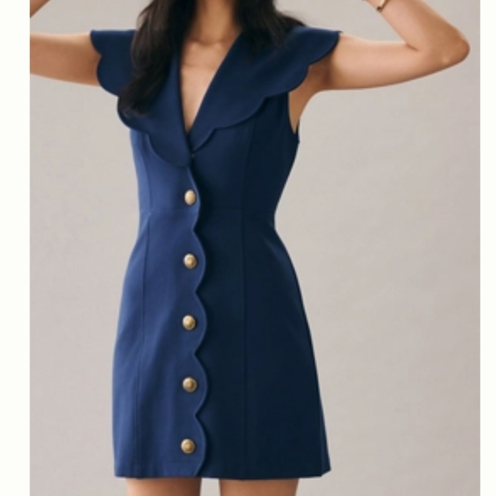 Anthropologie Maeve Scalloped Buttondown Dress